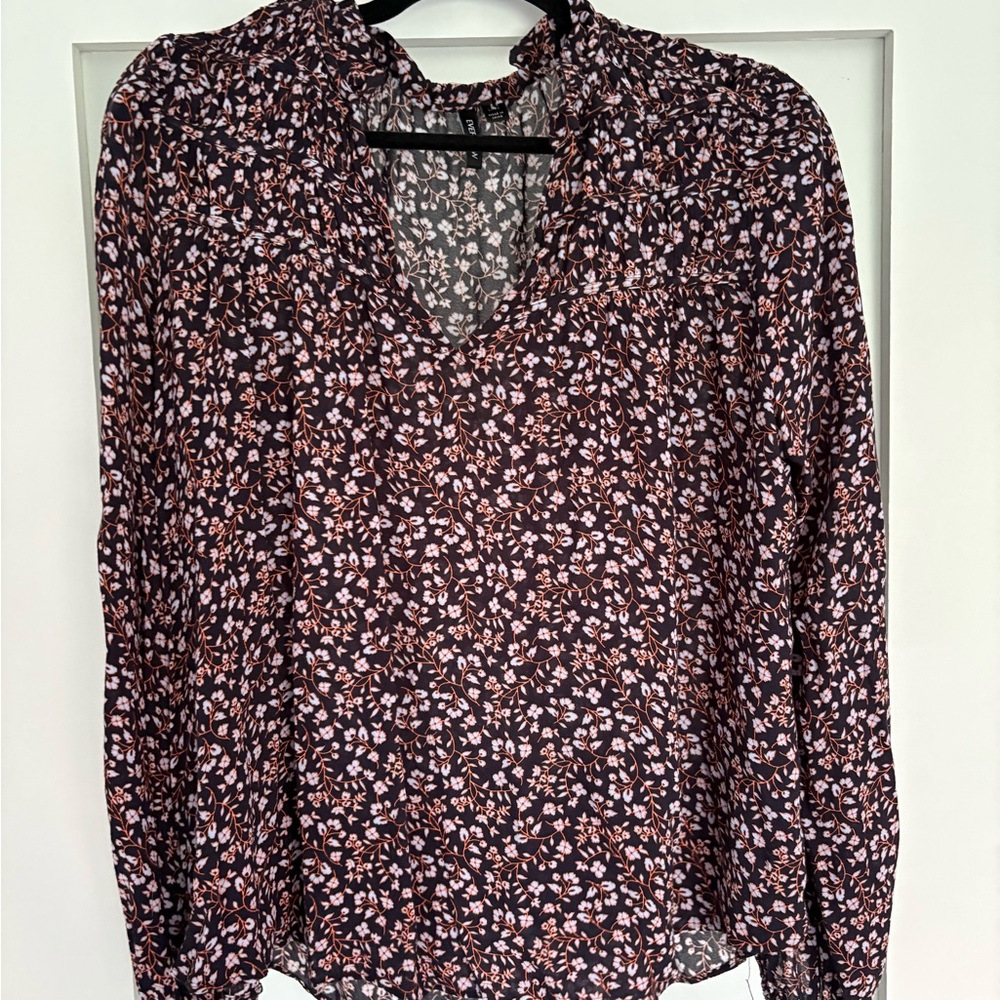 Ever New Black and Pink Floral Blouse